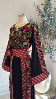 New Black Floral Kashmir Dress