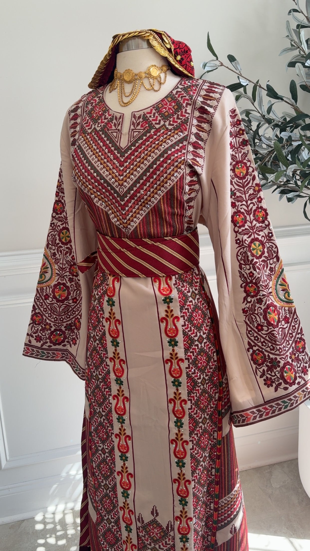 New Red Heavily Embroidered Thobe