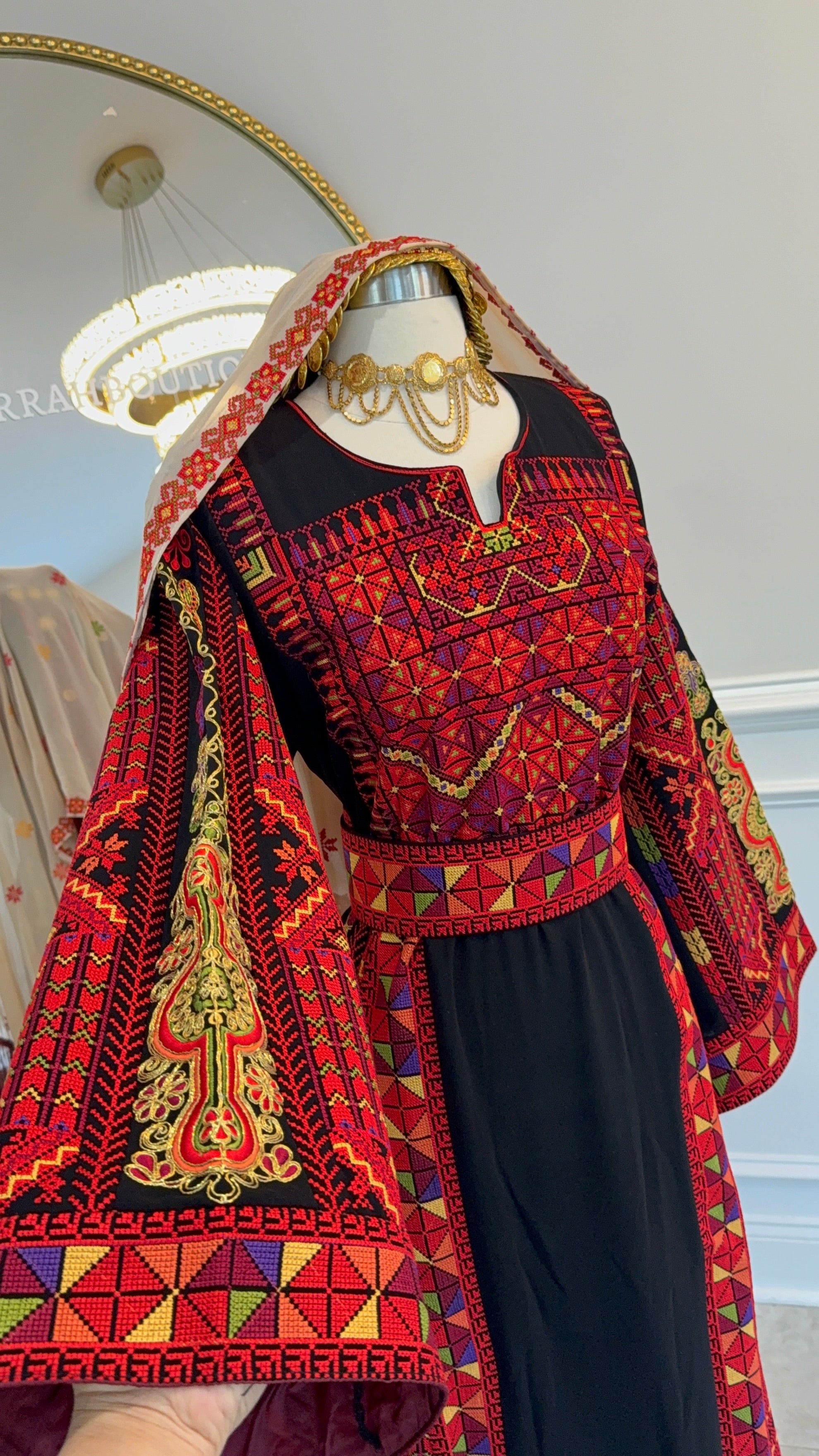 New Black embroidered Malak Thobe