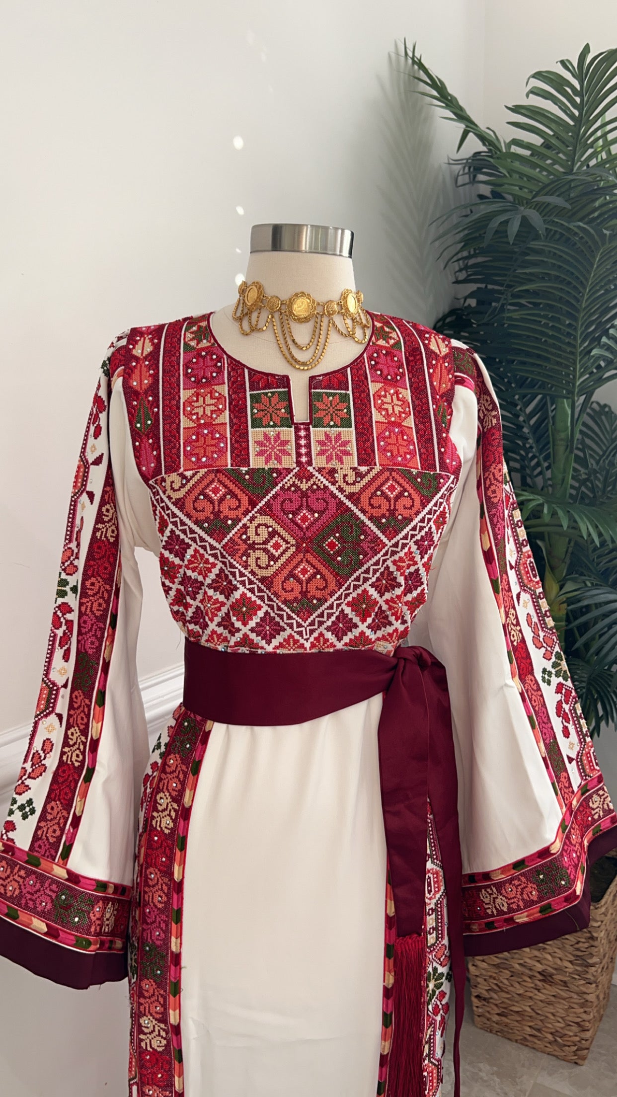 Maroon Embroidered Thobe Sale