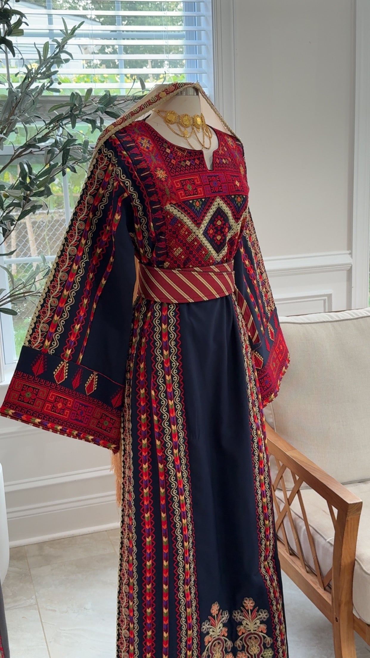 New Navy Blue Kasab Manajel Thobe