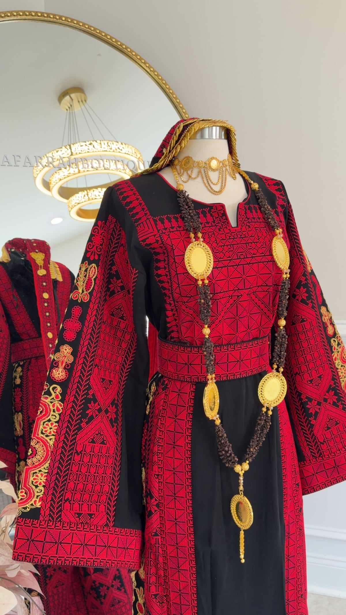 New Black embroidered Malika Thobe