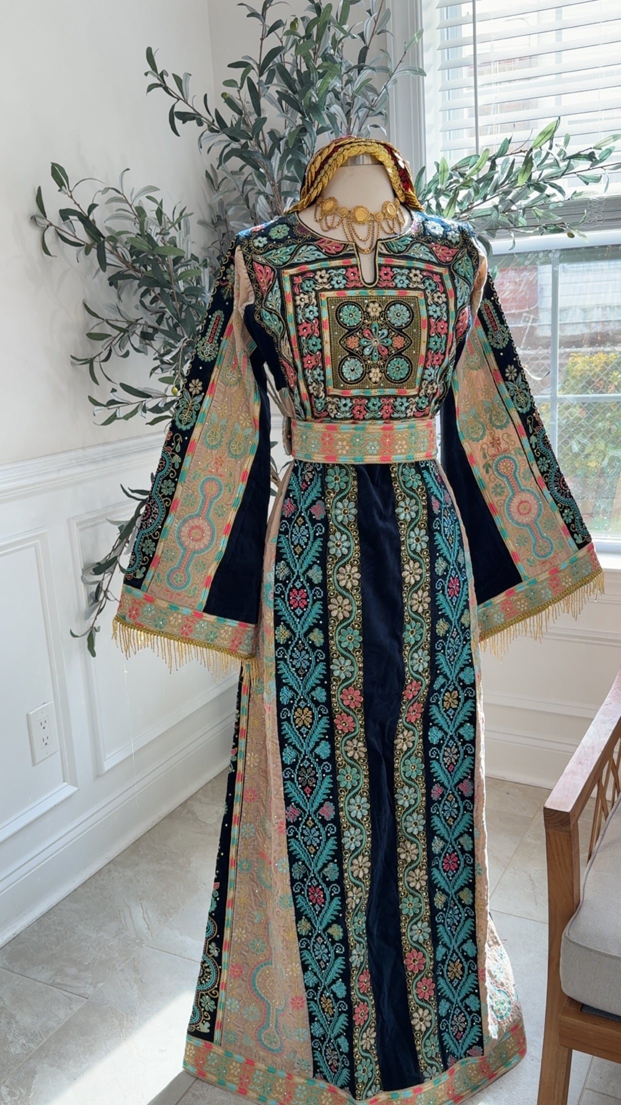 New Navy Blue Velvet Malika Thobe Sale