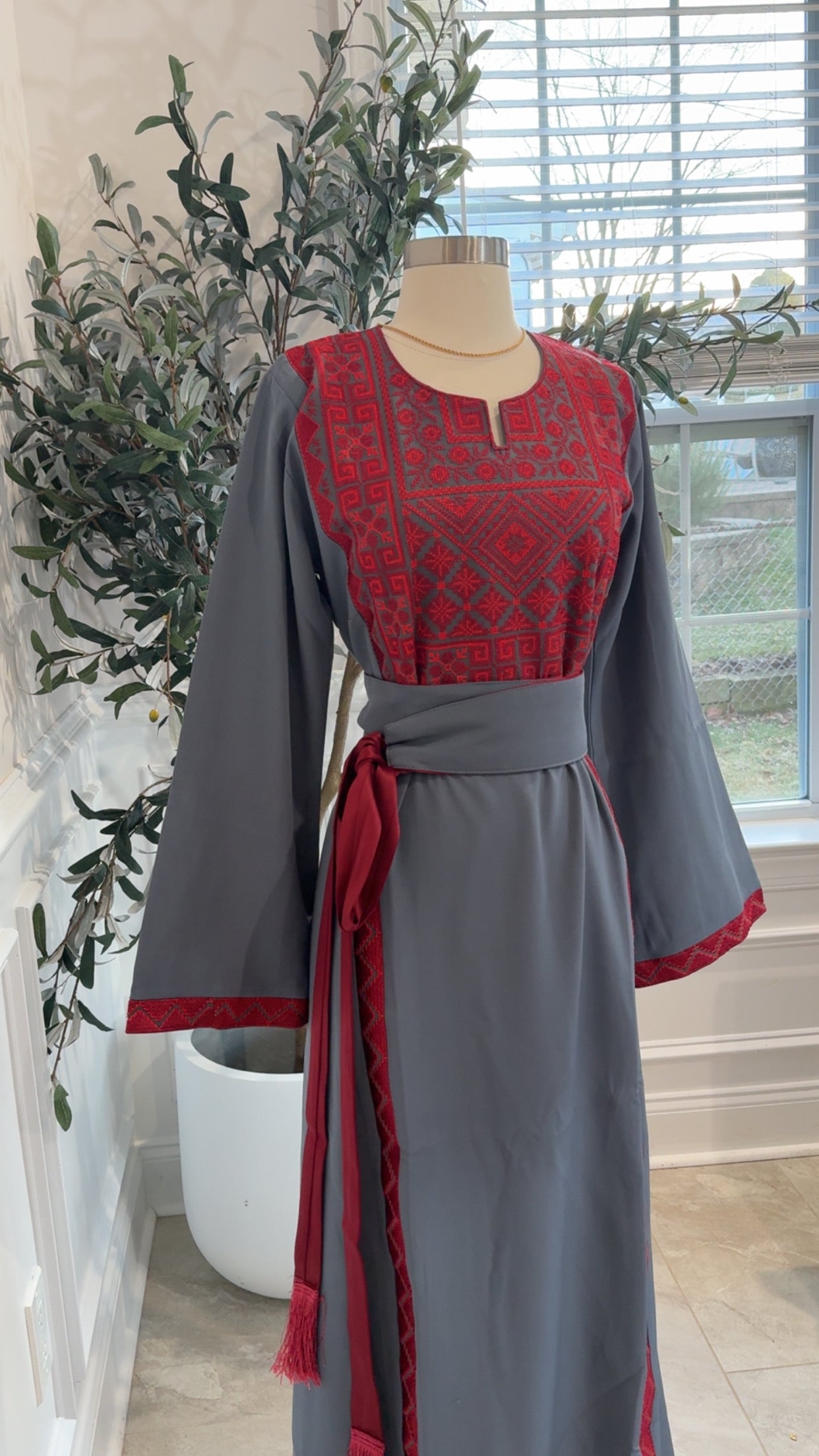 New Grey Simple Tatreez Dress