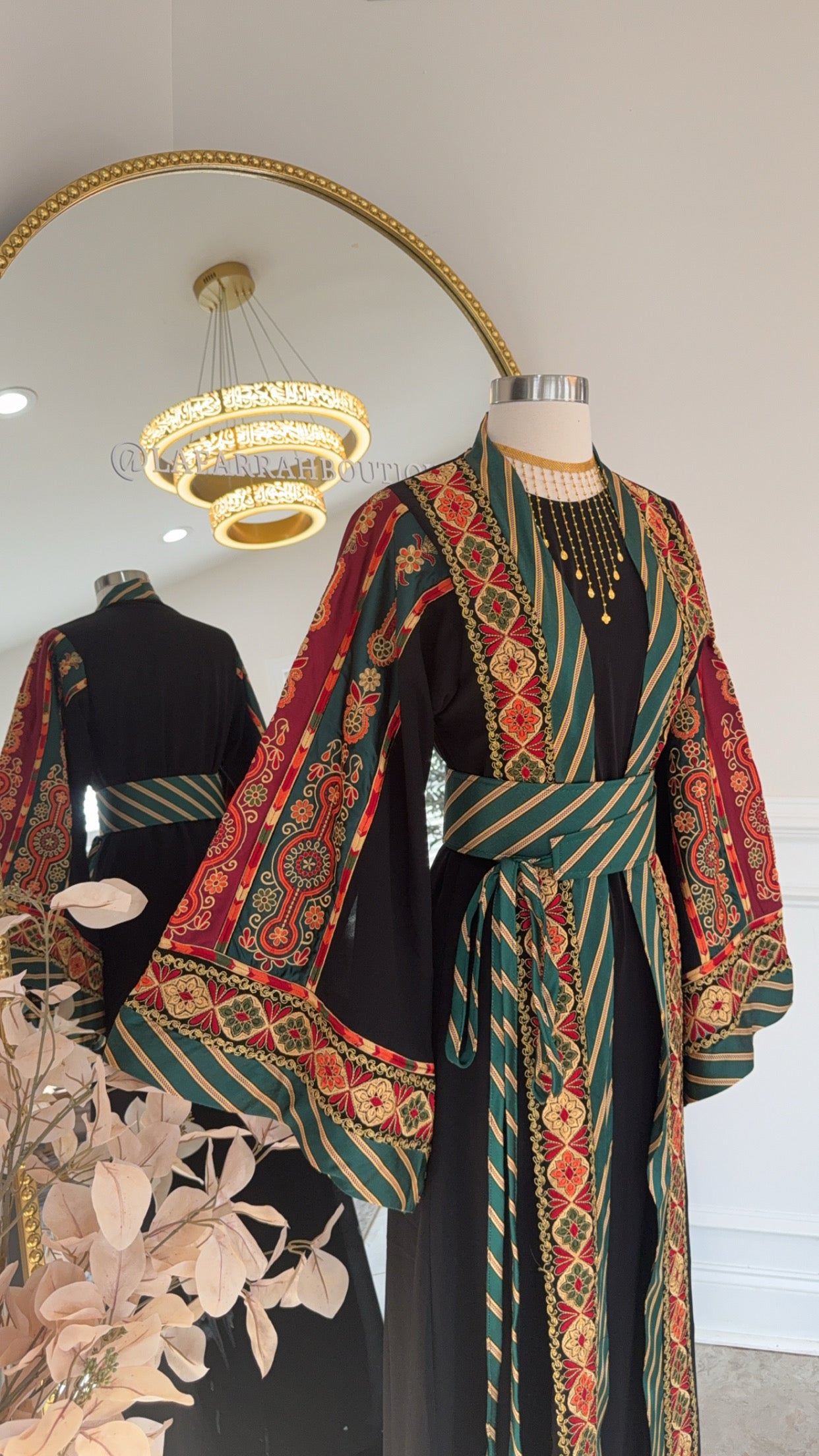 New Black with Green Malika Abaya