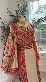 New Beige Floral Thobe