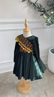 New Green Tatreez kids Dress