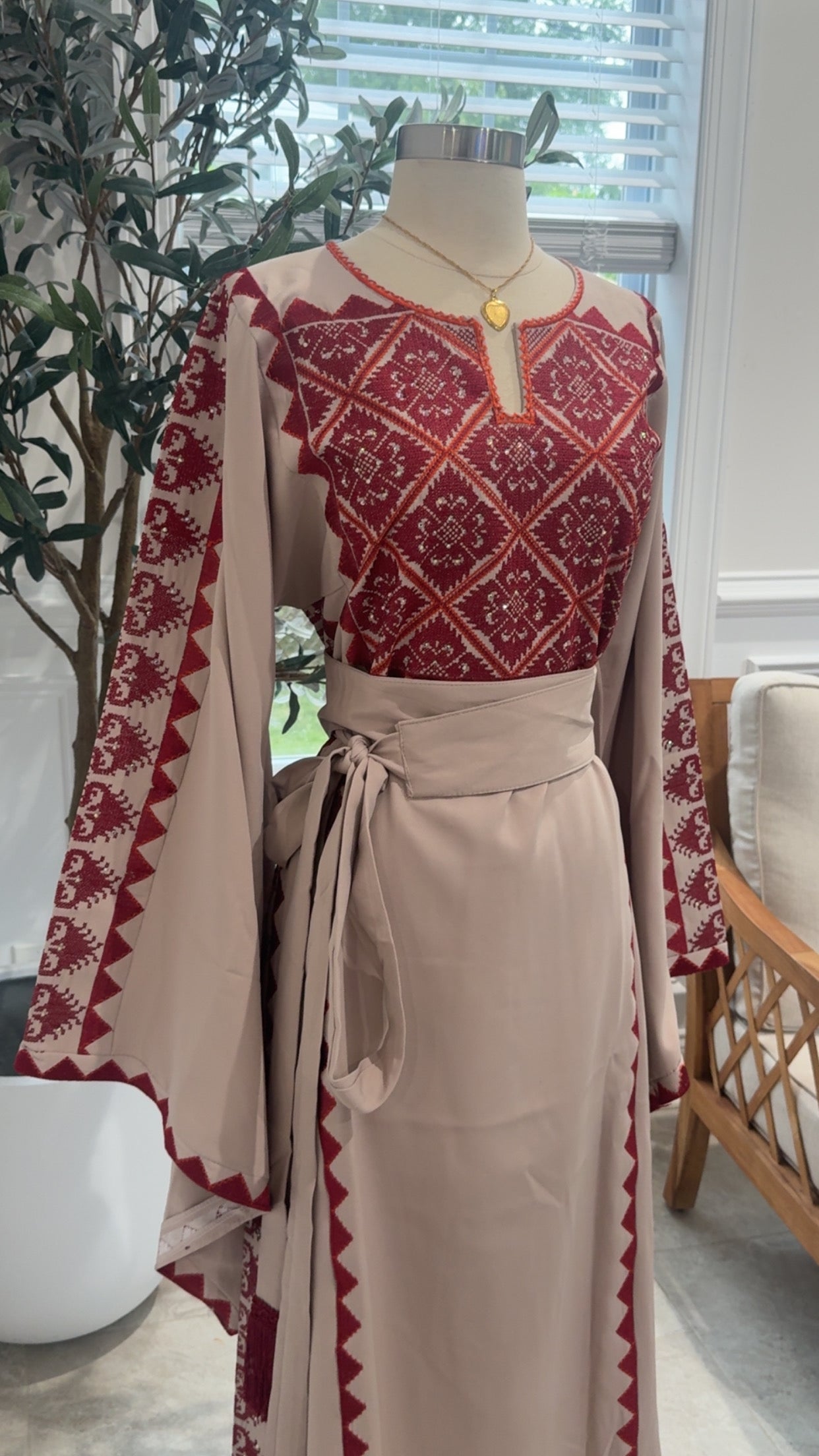 New Beige Tatreez Dress