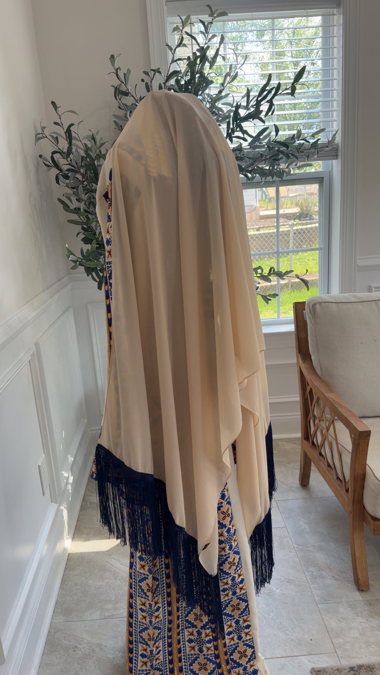 New Beige Khirka with Navy Hadab