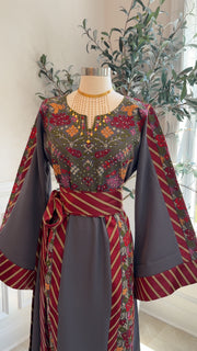 New Grey Floral Kashmir Dress