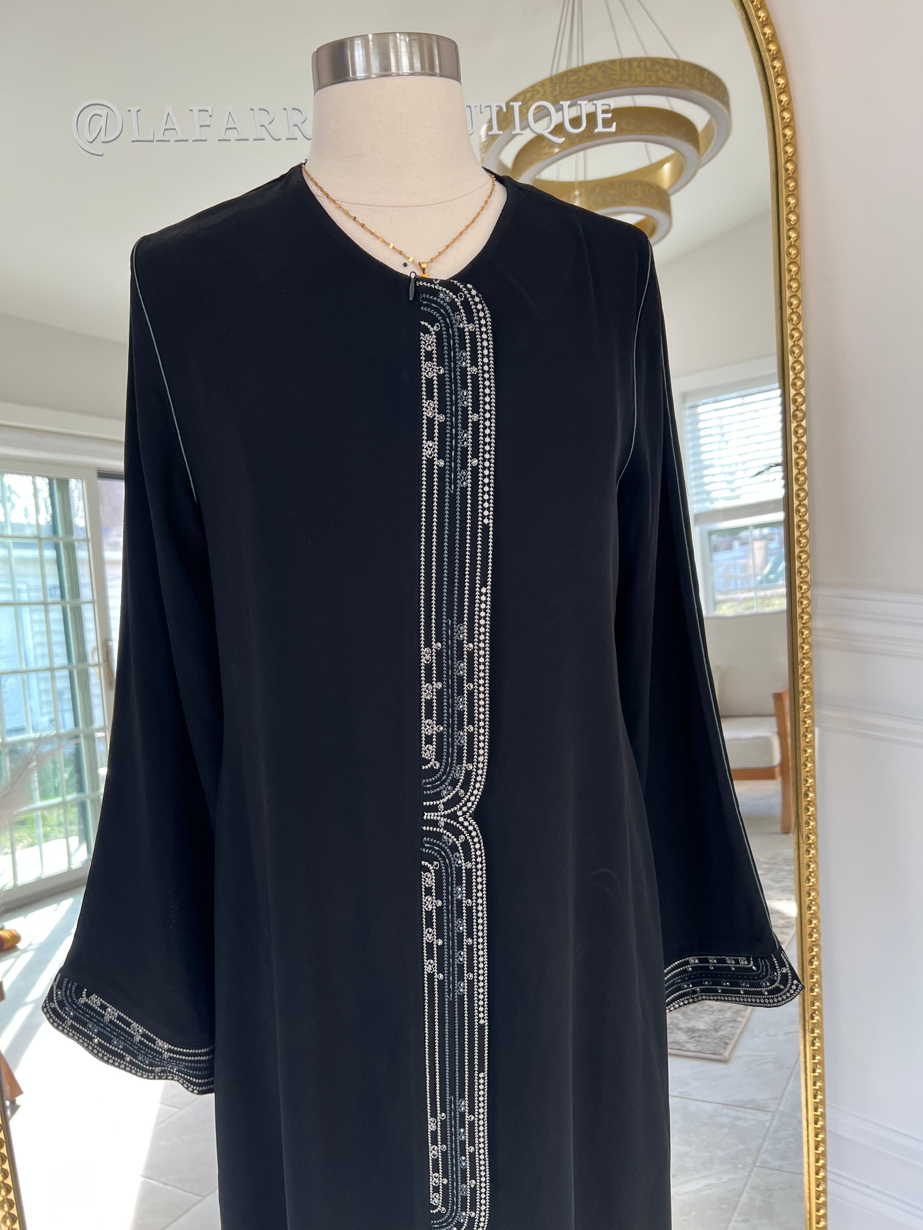 Silver embroidered Abaya