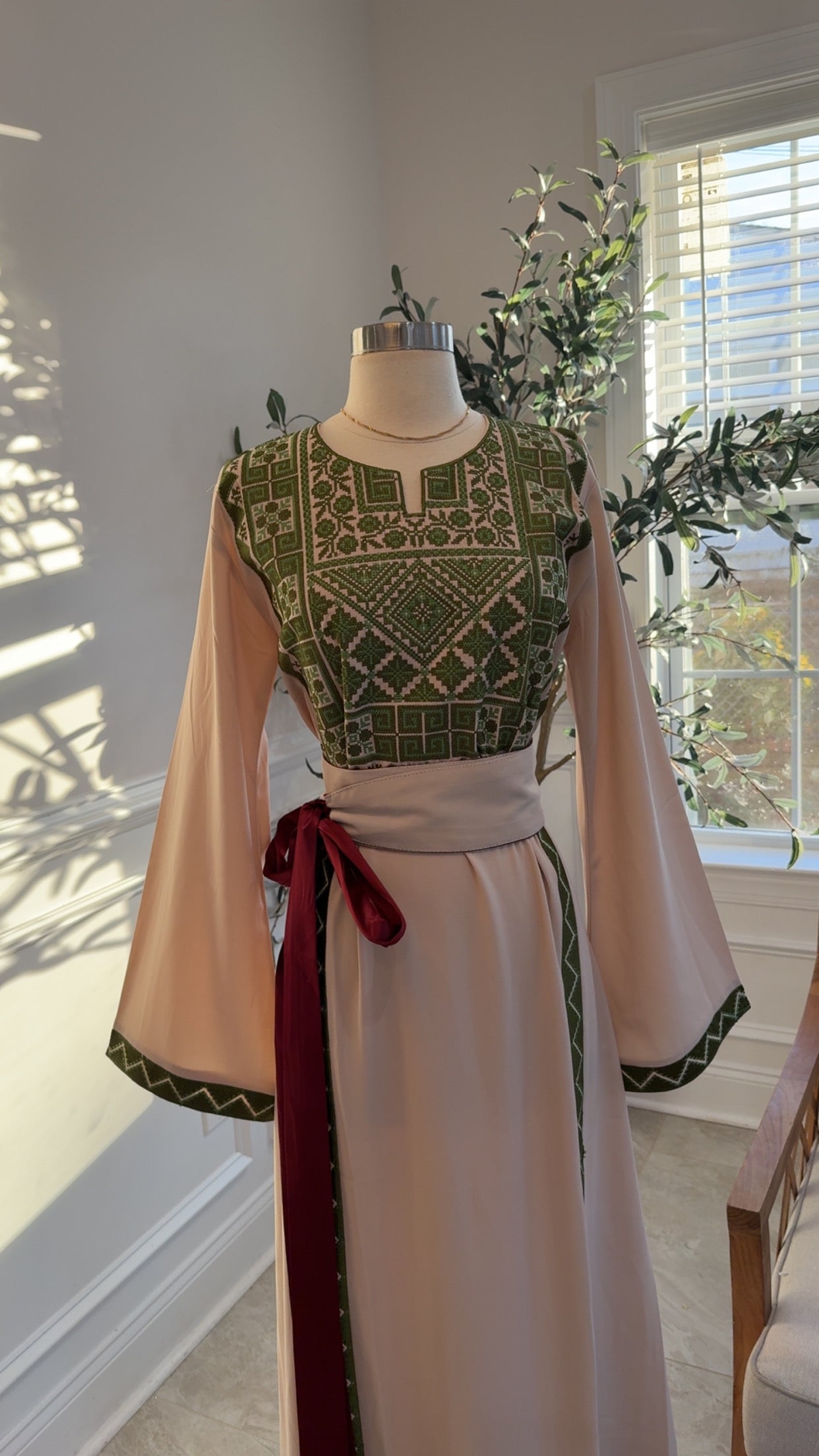 New Beige Simple Tatreez Dress