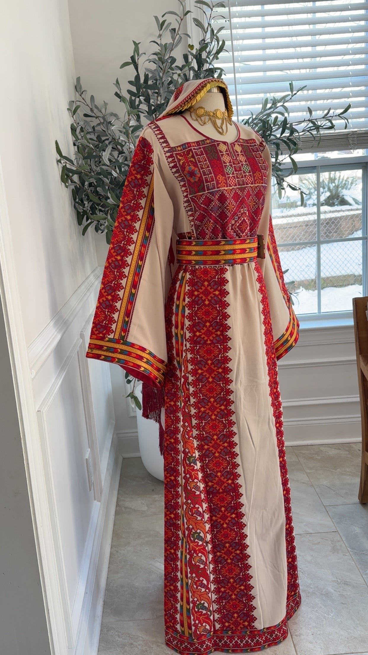 New Beige Heavily embroidered Thobe