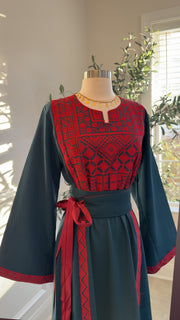 New Dark Turquoise Simple Tatreez Dress