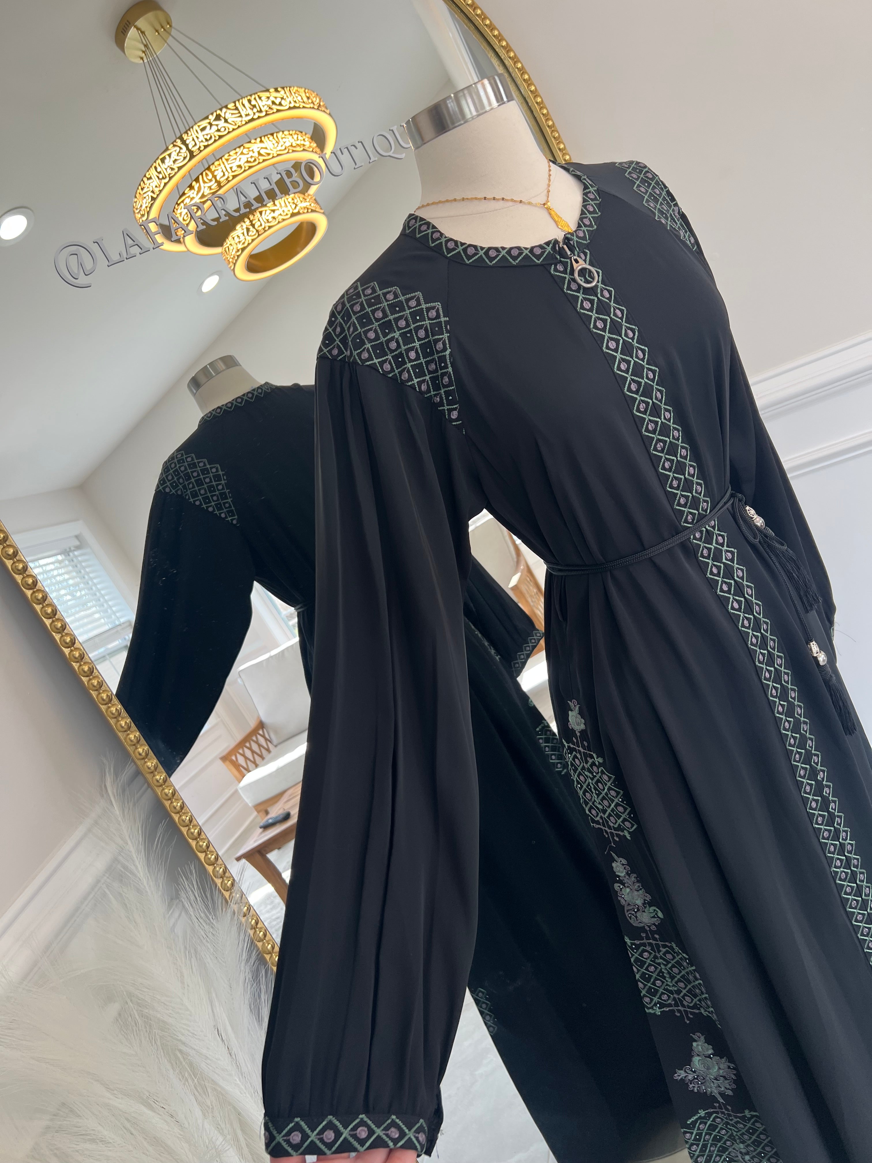 Green Embroidered Abaya