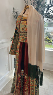 New Beige with Green Khirka (Scarf)