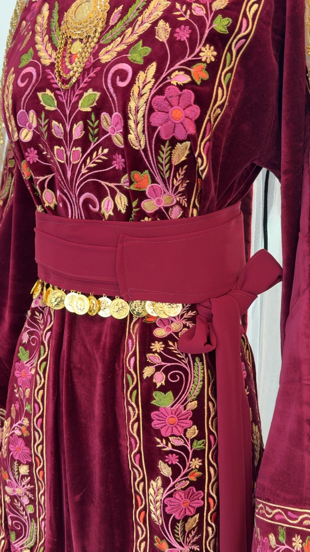 New Maroon Gold Lira Belt
