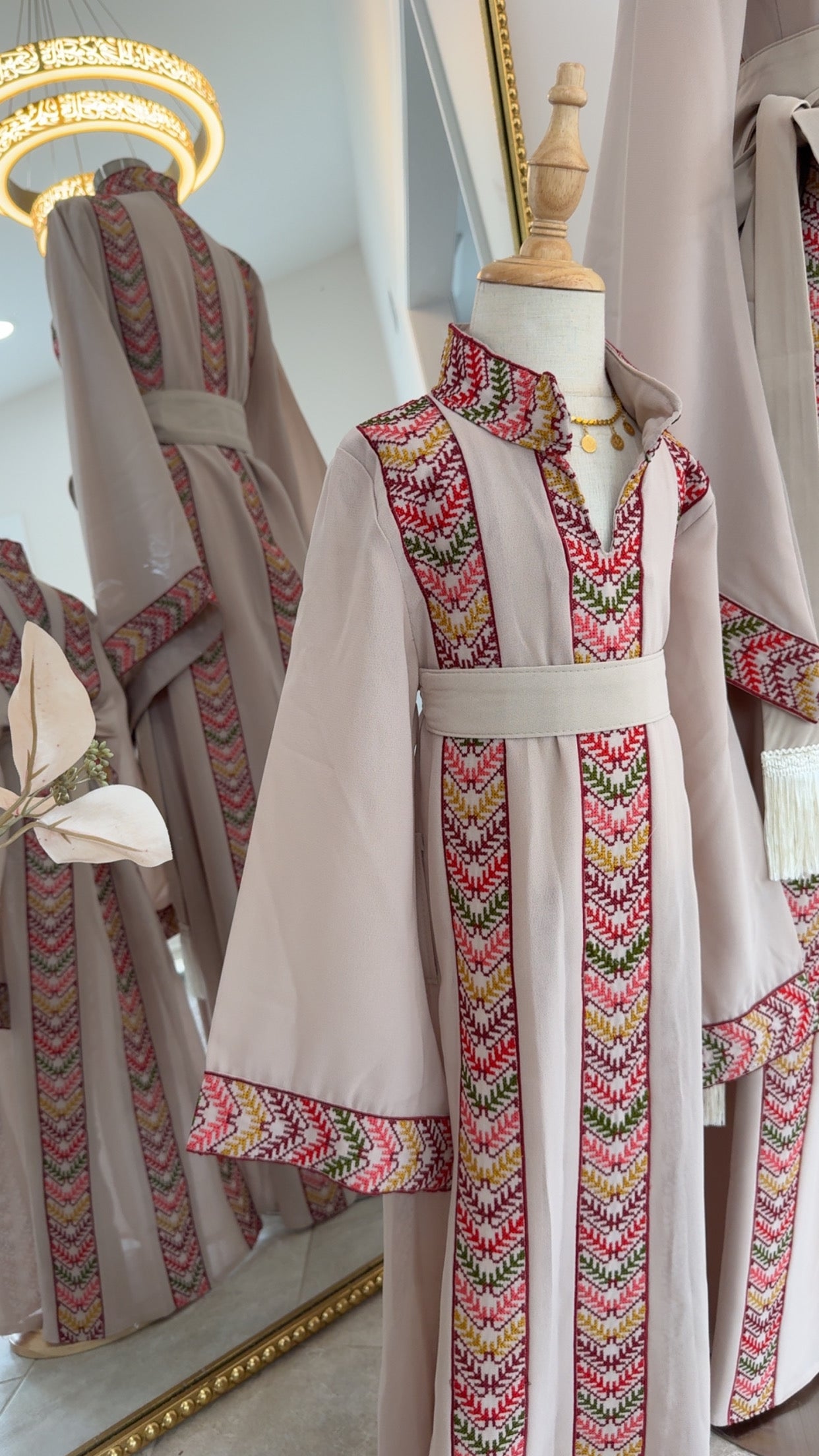 New Beige Kids Tatreez Dress