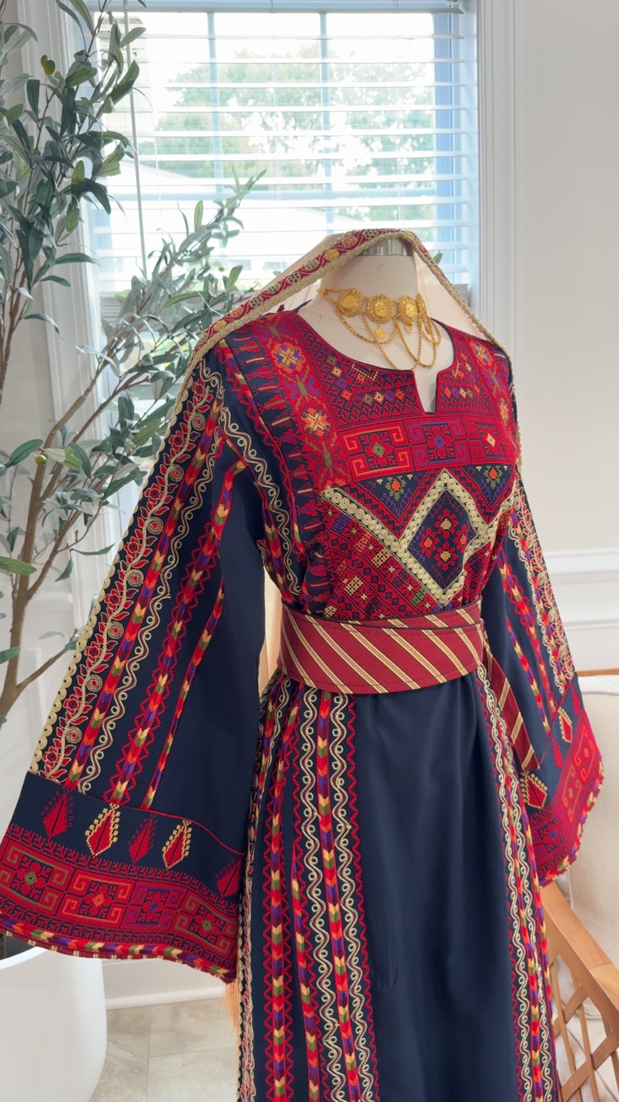 New Navy Blue Kasab Manajel Thobe