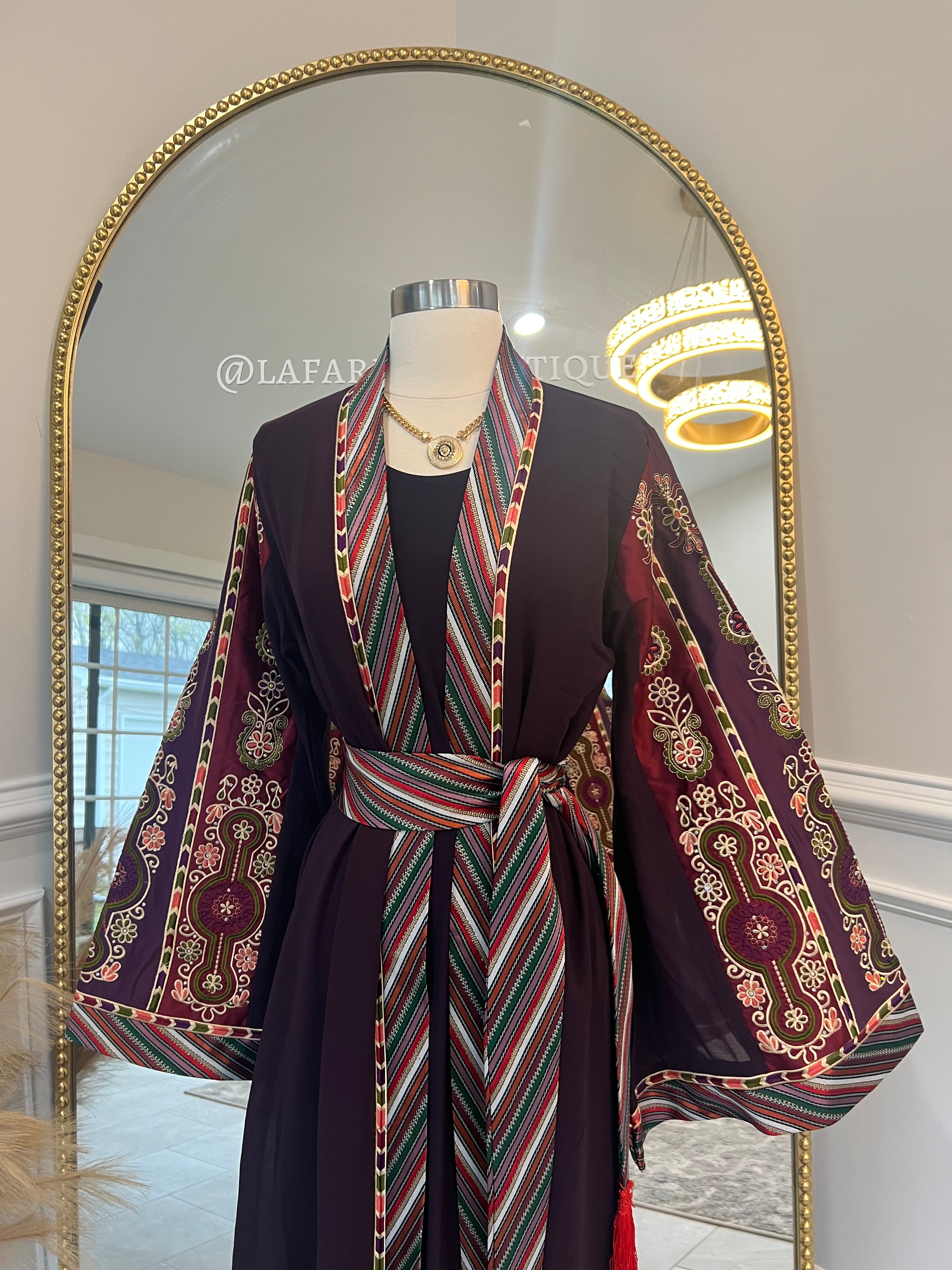 New Purple Kashmir open Abaya