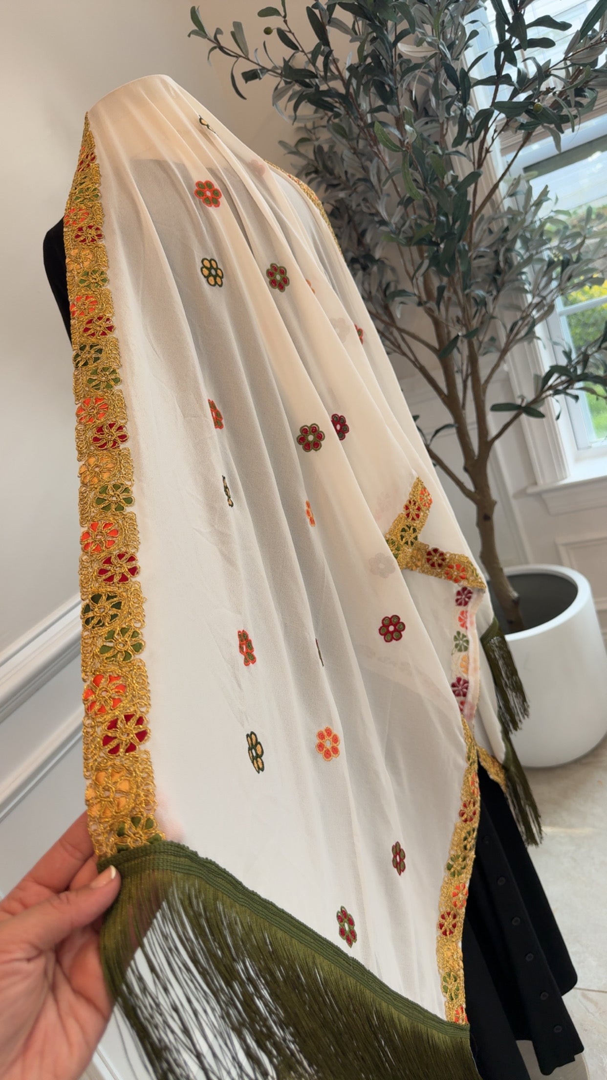 New Beige Kasab Floral Khirka/ Scarf