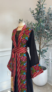 New Black Floral Kashmir Abaya