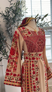 New Beige Floral Sabayel Thobe