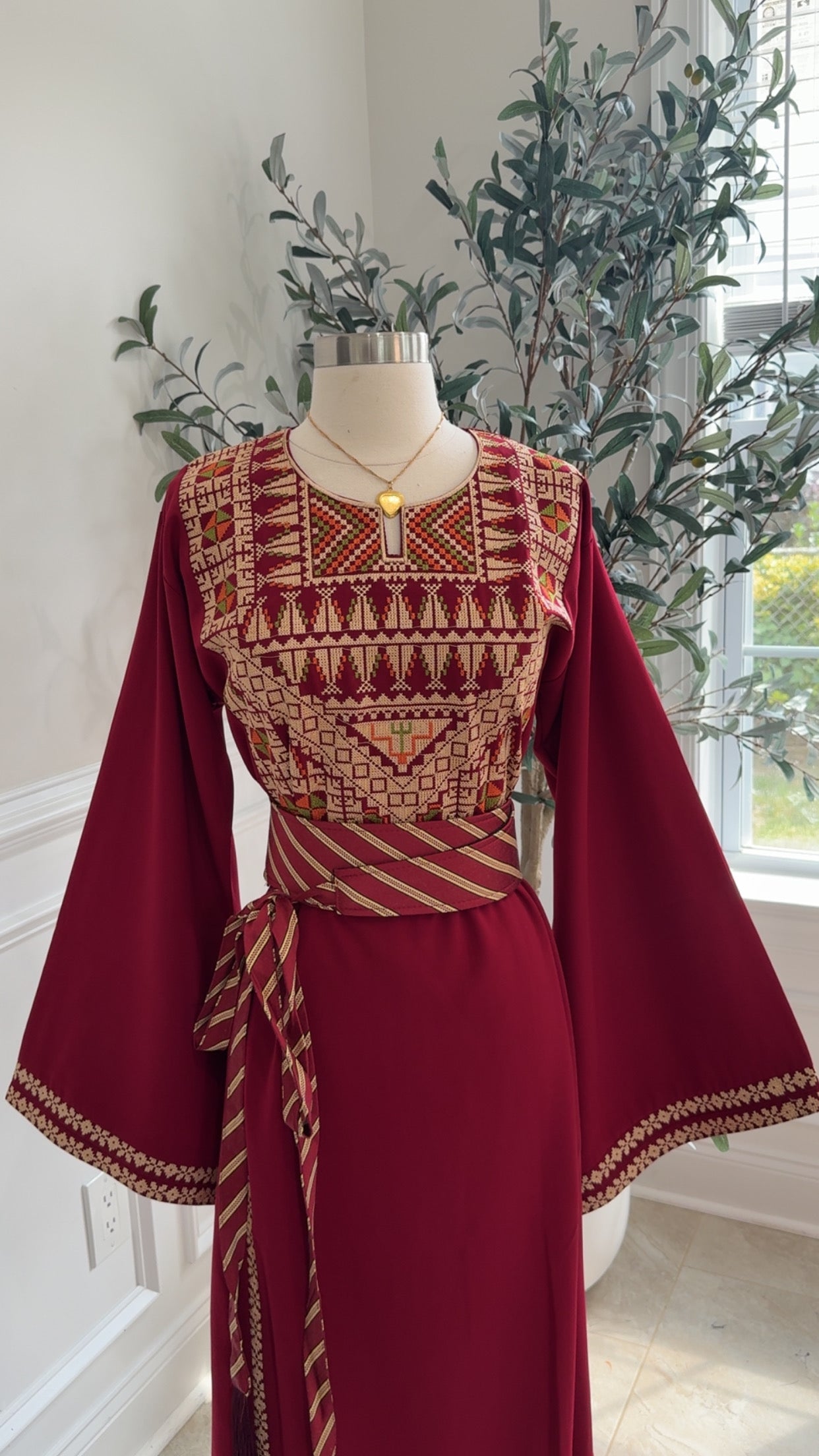 New Maroon Falahi Tatreez Dress