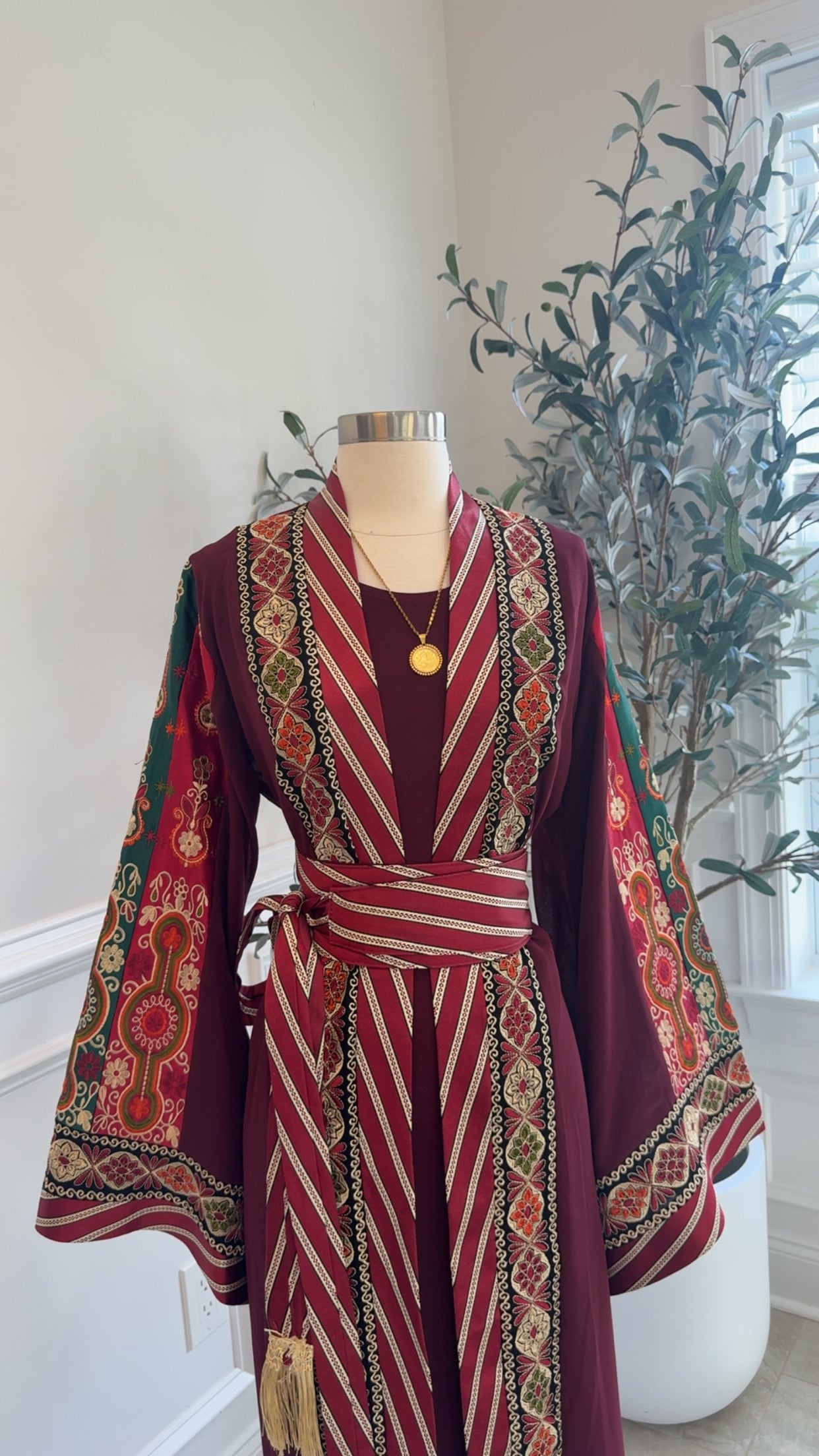 New Maroon Kashmir Malika Abaya