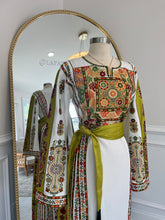 Load image into Gallery viewer, White with Lime Green Manajel  Thobe Sale

