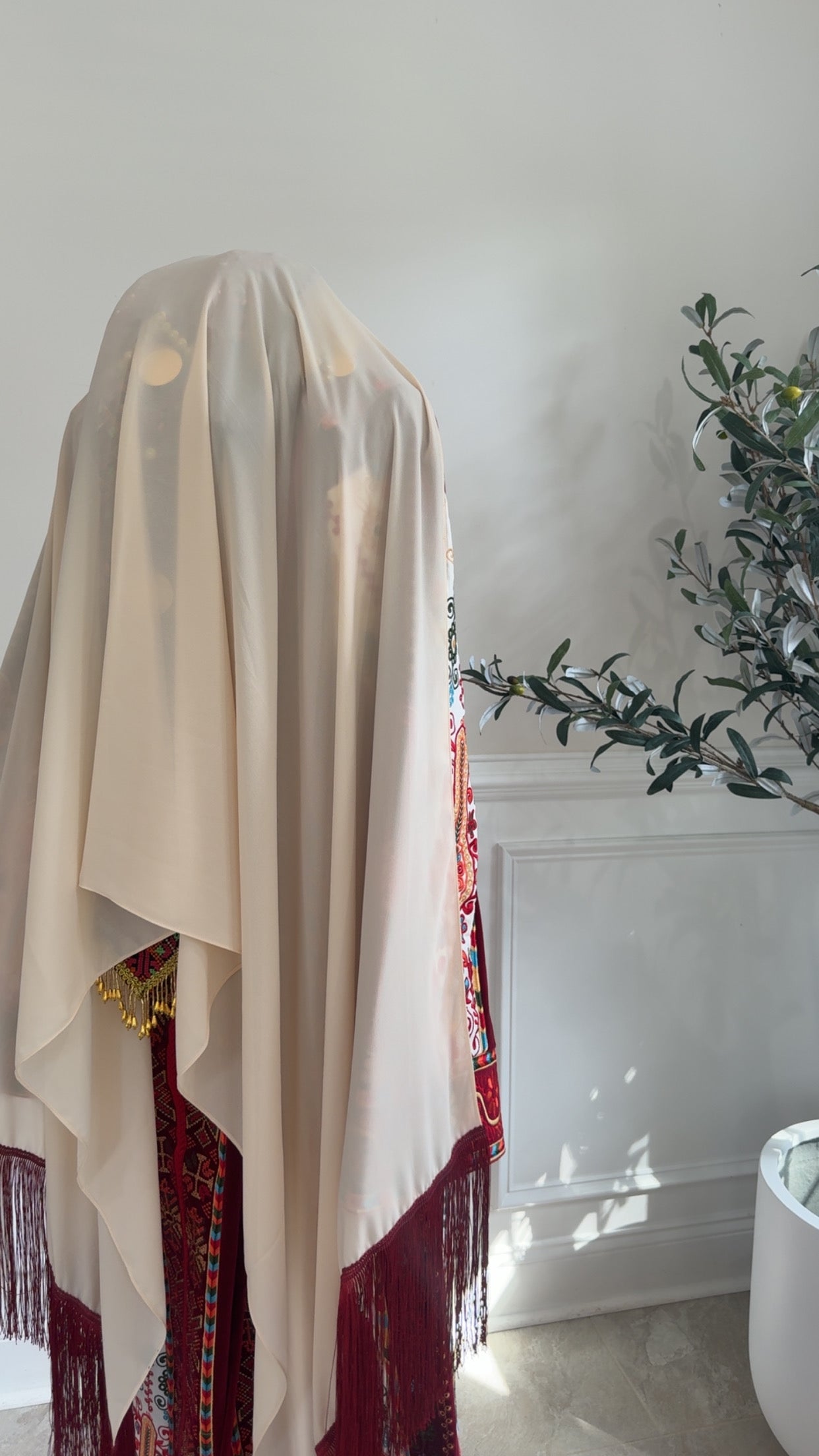 New Beige Khirka with Maroon Hadab