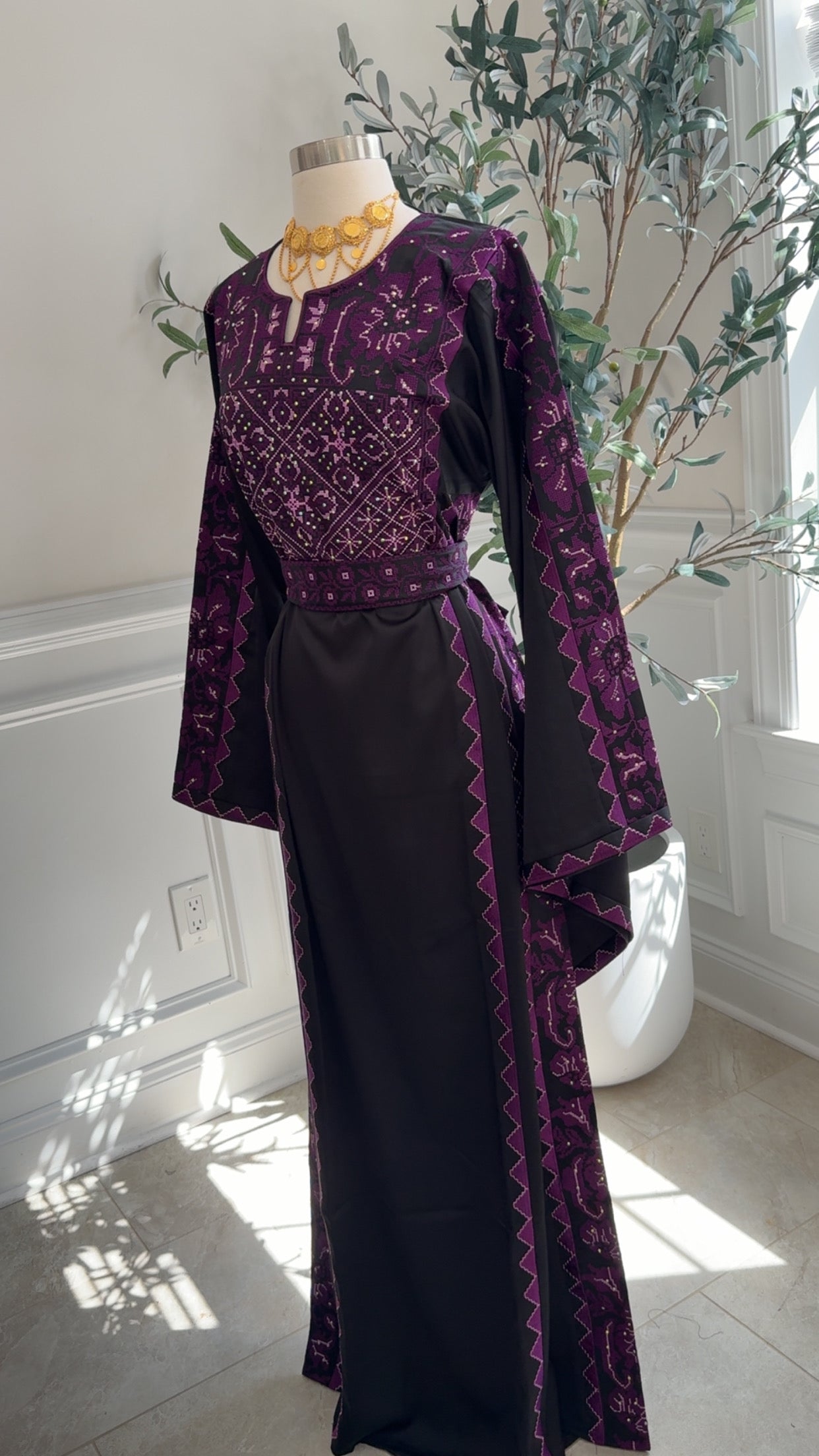 New Purple Tatreez Dress Preorder
