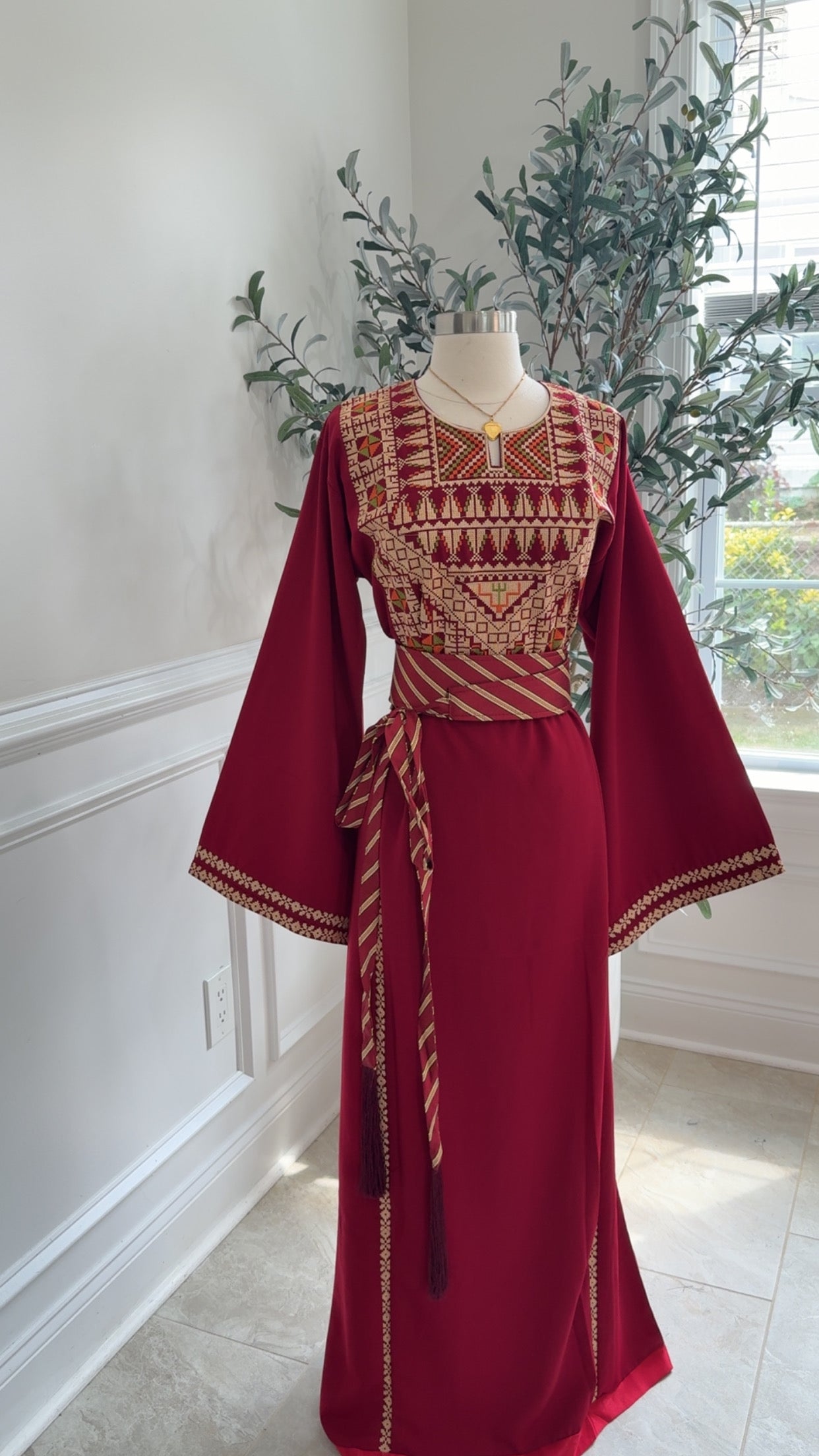 New Maroon Falahi Tatreez Dress