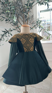 New Green Kids Tatreez Dress