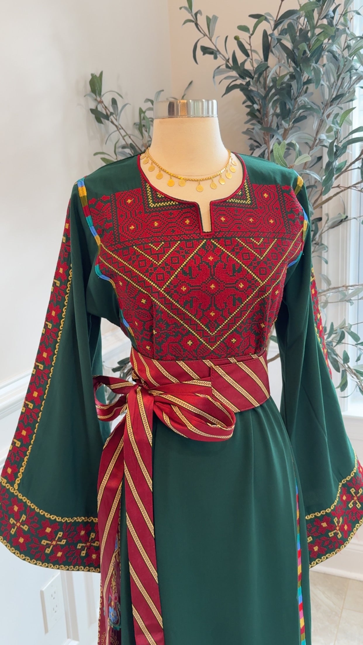 New Green Falahi Tatreez Dress