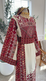 New Heavily embroidered Beige Thobe