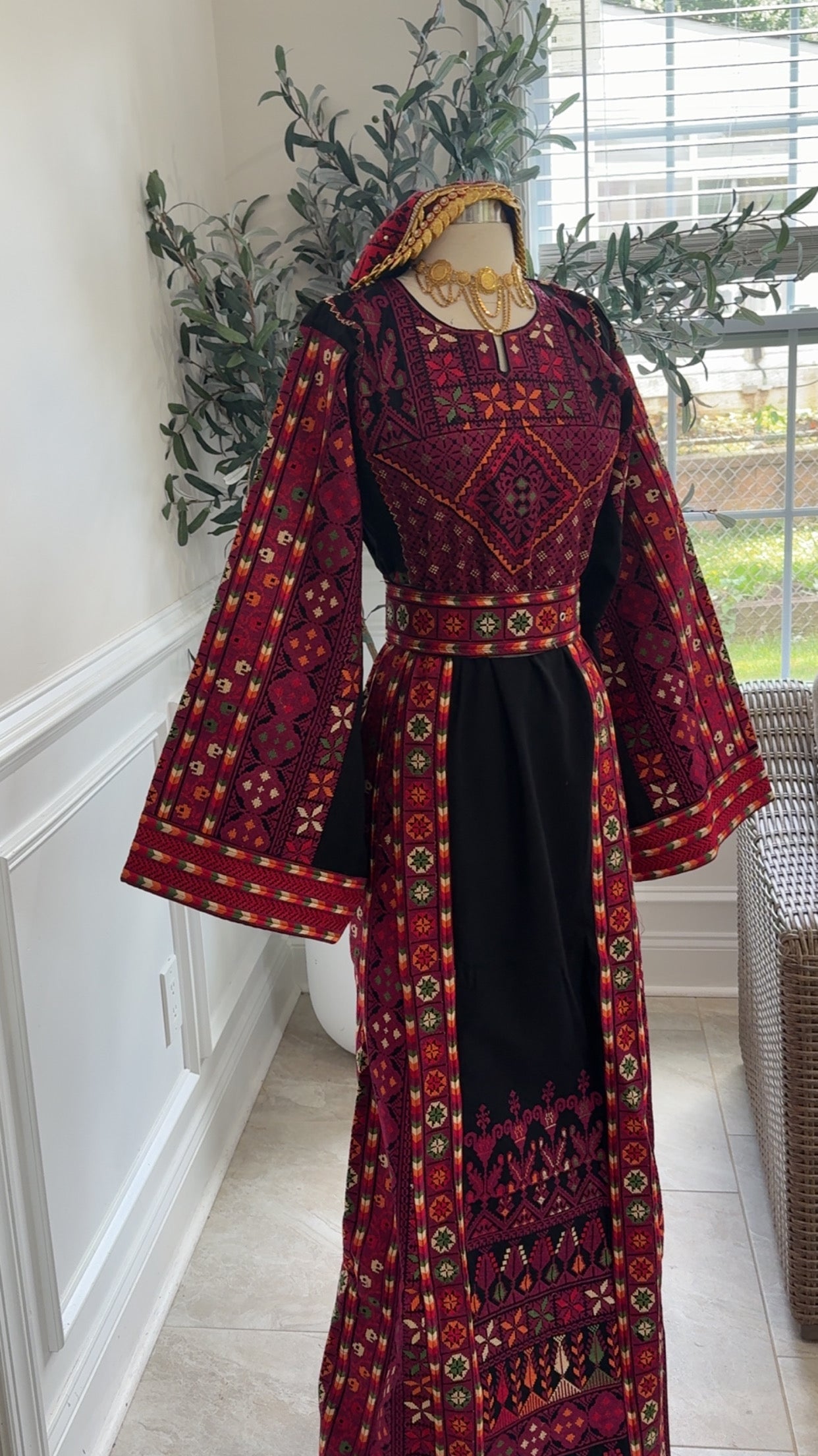 New Maroon Heavily embroidered Thobe