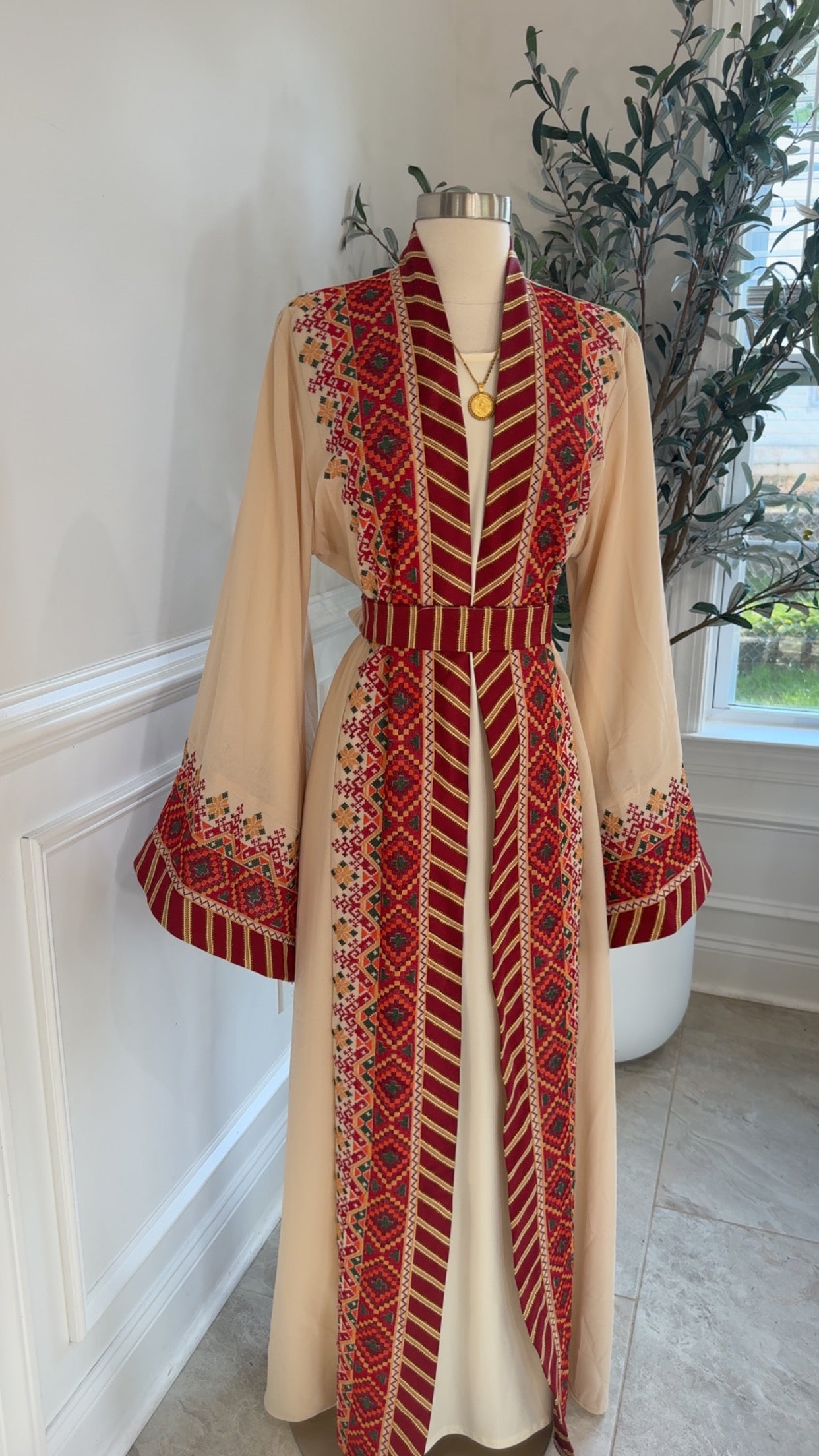 New Beige Kashmir Abaya