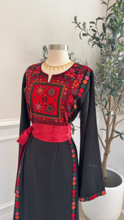 New Black Floral Tatreez Dress