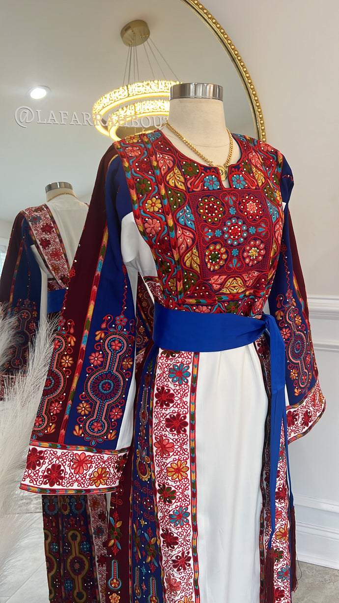 Blue & Red Embroidered Thobe Sale