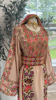 New Beige Floral Thobe