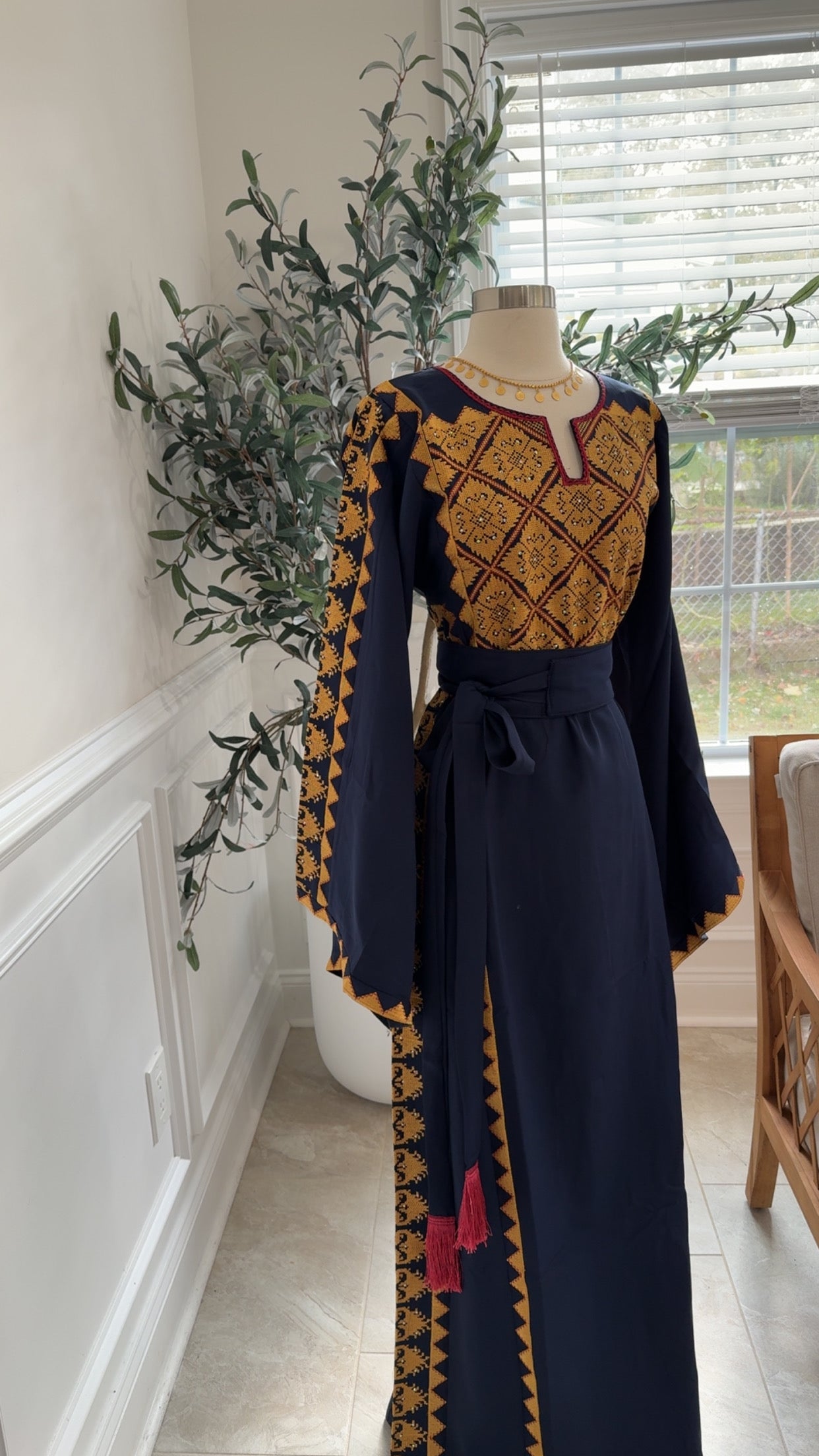 New Navy Blue Tatreez Dress