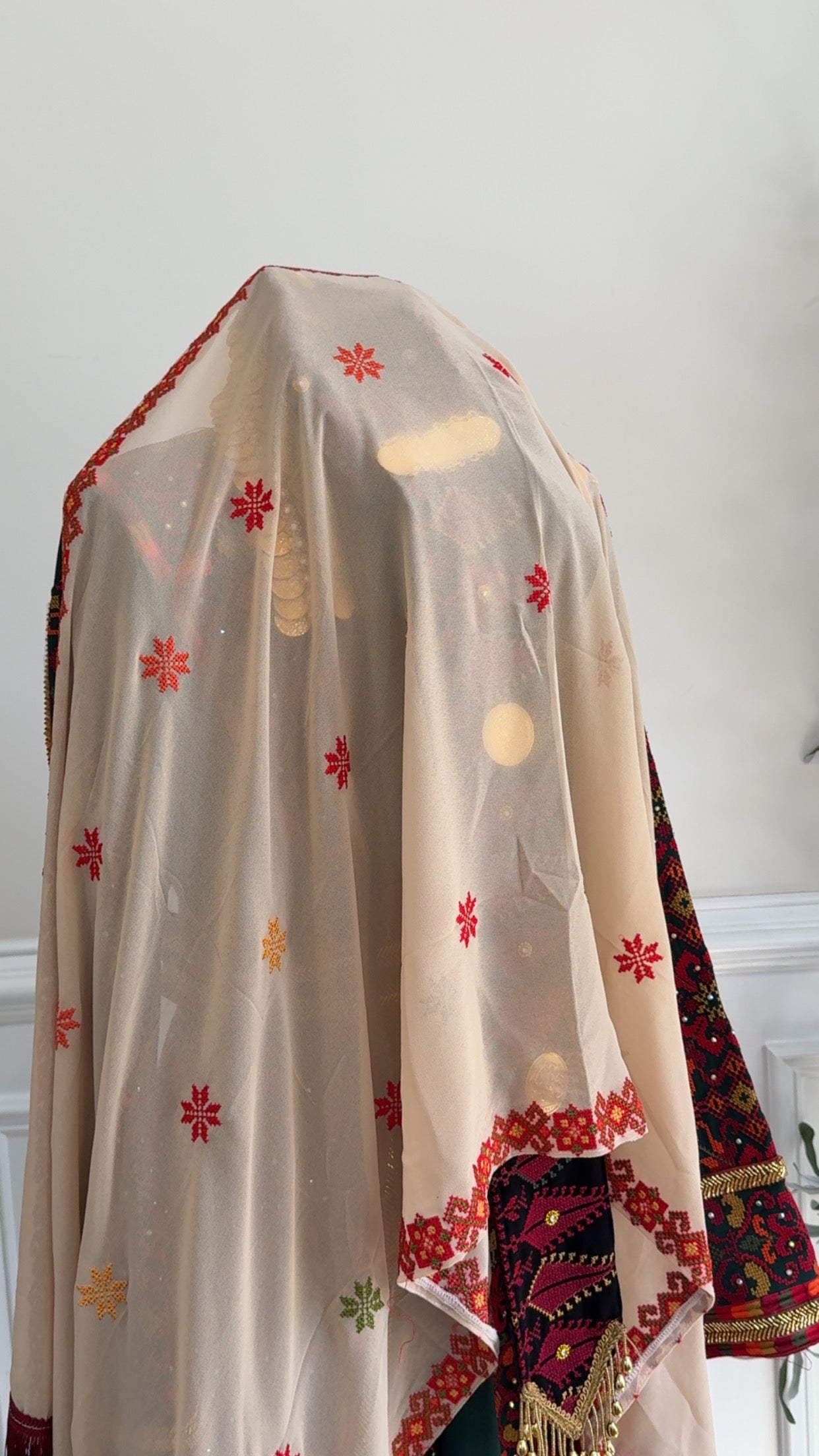 New orange embroidered Khirka/ Scarf