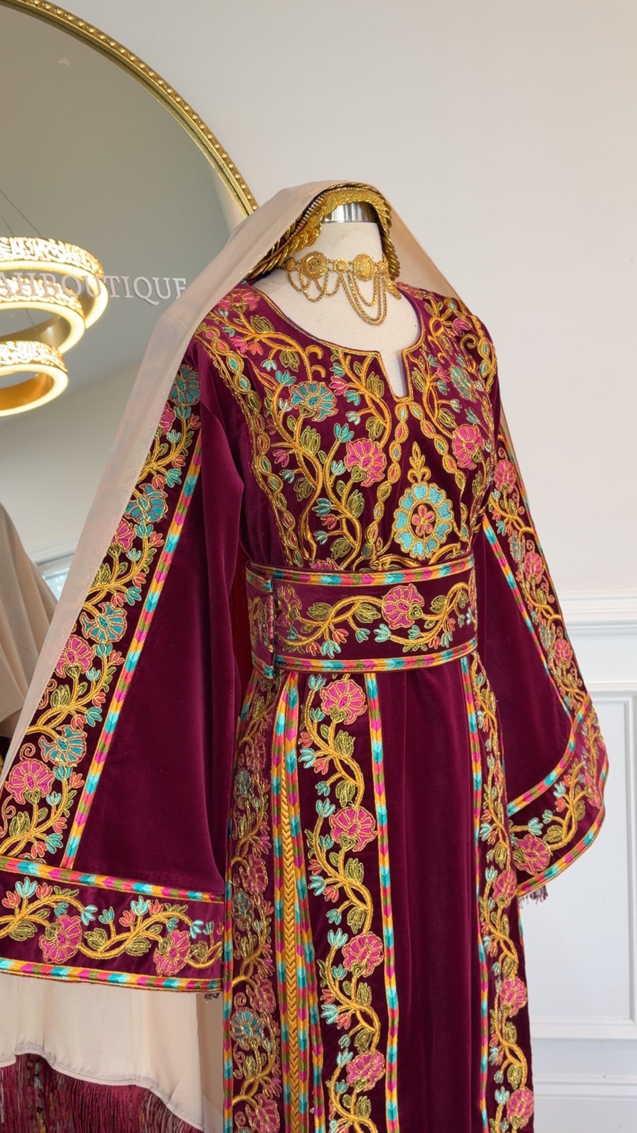 New Plum Velvet Floral Thobe