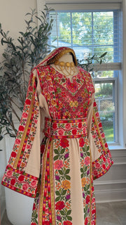 New Beige Floral Sabayel Thobe
