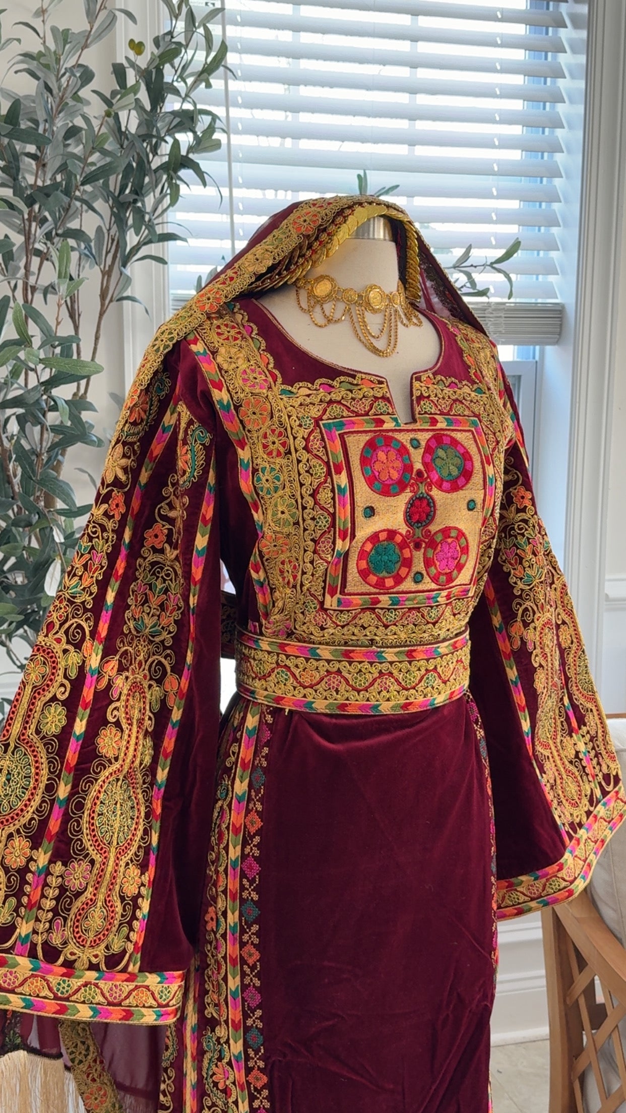 New Maroon Velvet Kasab Thobe