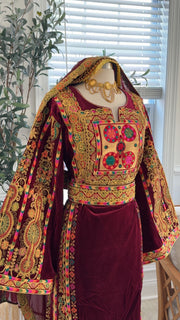 New Maroon Velvet Kasab Thobe